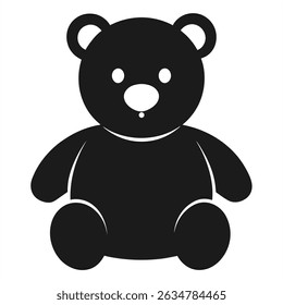 Minimalist Teddy Bear Silhouette Symbol on Clean White Background