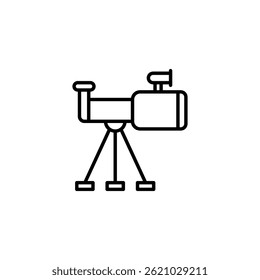 Design minimalista do ícone do telescópio para temas de ciência, astronomia e exploração