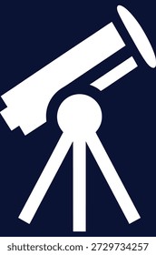 Ícone de telescópio minimalista com efeito de meio-tom, perfeito para astronomia, ciência ou projetos relacionados à educação, ilustração vetorial.
