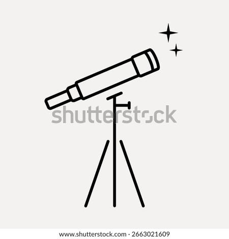 Minimalist telescope icon symbolizing vision, clarity, and future outlook