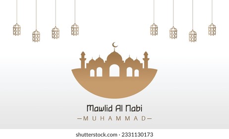 Minimalist template design with the theme of the birthday of the Prophet Muhammad SAW