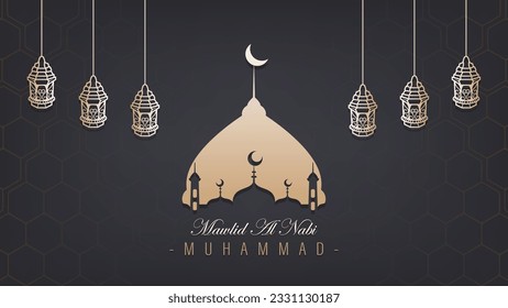 Minimalist template design with the theme of the birthday of the Prophet Muhammad SAW