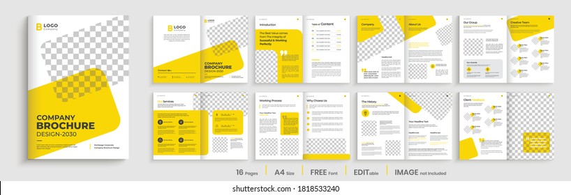 Minimalist template layout design for company profile brochure, Multipages brochure design, Annual report template deisgn.