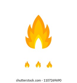 Minimalist template of orange and yellow wavy fire flame isolated on white background