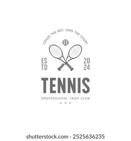 minimalist tennis logo template graphic design with racket and ball vector elements illustration