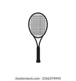 Minimalist Tennis Racket Icon, isolated on white background illustration 