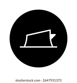 Minimalist tent icon camping adventure in black circle for outdoor recreation and travel enthusiasts
