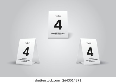 Minimalist  Tent Table Number 4 Card Mockup