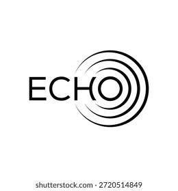 Diseño minimalista del logotipo del eco del texto, gráfico del logotipo del eco de la tipografía, Vector del símbolo del logotipo del eco de la marca de la palabra, concepto redondo del icono del círculo