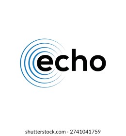 Minimalist text echo logo design, typography echo logo graphic, word mark echo logo symbol vector, circle round icon concept
