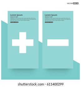 Minimalist Text Page Layout Card Designs With Plus and Minus Signs