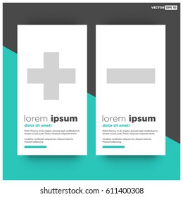 Minimalist Text Page Layout Card Designs With Plus and Minus Signs