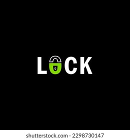 Minimalist Text type logo design, Lock Text logo design, lock logo design vector template
