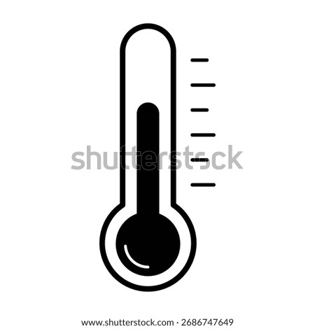 a minimalist thermometer icon. The dark liquid inside suggests a low temperature, ideal for representing cold weather or a decrease in heat.