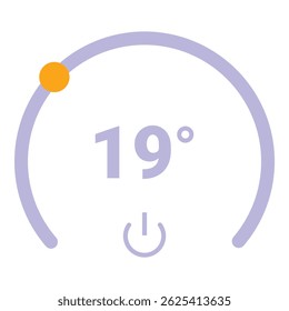 Interfaz de termostato minimalista que muestra una temperatura de 19 grados centígrados