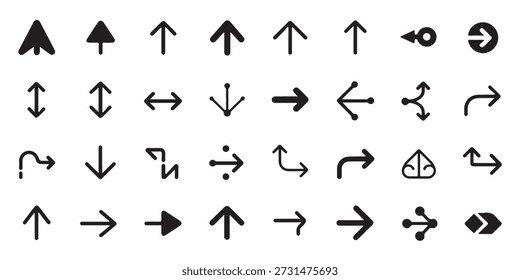 Conjunto de iconos de flecha de línea delgada minimalista para Web e interfaz de usuario móvil