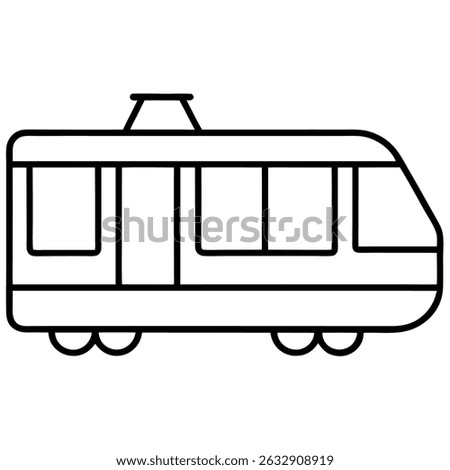 Minimalist Thin Line Icon of a City Light Rail Car – Vector Format