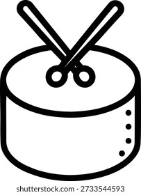 Icono de Vector minimalista de línea delgada de tambor de ramadán tradicional o instrumento de percusión bedug