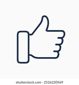 Icono de línea minimalista de pulgares hacia arriba que representa positividad, Aprobación y Acuerdo. Ideal para aplicaciones relacionadas con el Comentarios, las redes sociales y el éxito. Perfecto para diseños digitales o impresos.