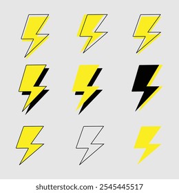 Conjunto de símbolos de Thunder Bolt minimalista