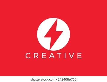 Plantilla de diseño del logotipo del vector del perno de trueno minimalista. Logo de Creative Modernismo Thunder