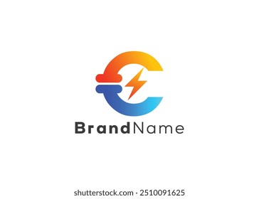  Minimalist thunder and pipe with shield logo design template