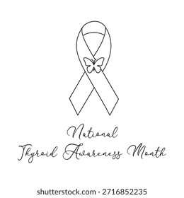 Ilustración minimalista del arte de la línea del mes de la conciencia de la tiroides. Adecuado para la celebración