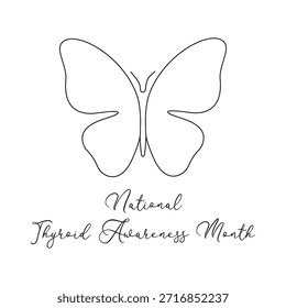 Ilustração minimalista da arte da linha de mês da consciência da tireoide. Adequado para celebração