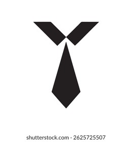Minimalist Tie Icon Black Silhouette White Background