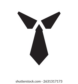 Minimalist Tie Icon Black Silhouette Isolated on White Background