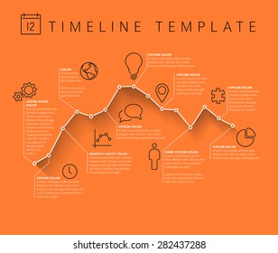 Minimalist timeline graph with icons - orange version