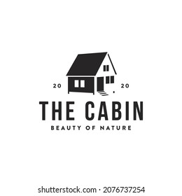 Minimalist tiny house, hut, cottage, cabin logo icon vector on white background