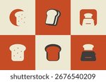 Minimalist Toast Bread Logo Collection. Modern Bakery and Cafe Branding Vector Icons