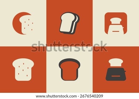 Minimalist Toast Bread Logo Collection. Modern Bakery and Cafe Branding Vector Icons