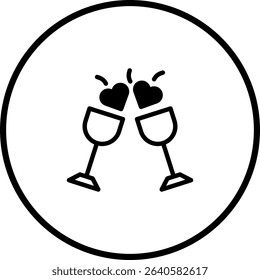 Minimalist toast vector illustration capturing celebration and heart connection theme