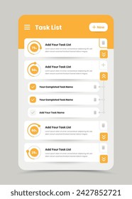 Minimalist todo list app interface design with circular progress graph