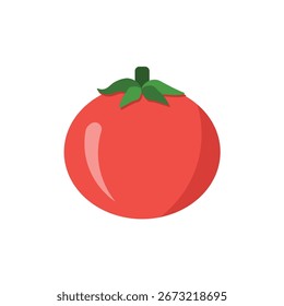 Diseño plano de tomate minimalista. Ilustración simple de un tomate sobre un fondo blanco. Tomates frescos.