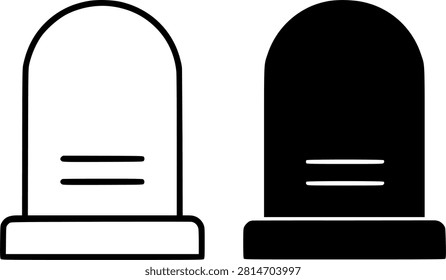 Minimalist tombstone icon in outline and solid (filled) style for UI UX app design