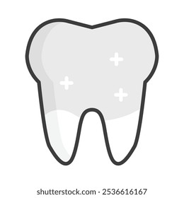 Icono de diente minimalista con un efecto brillante, que simboliza la salud dental y la limpieza. Perfecto para diseños dentales y relacionados con la salud o materiales educativos.