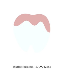 Minimalistische Zahndarstellung. Sauberes, einfaches Design mit rosafarbener Kaugummilinie. Ideal für zahnmedizinische, hygienische oder medizinische Konzepte. Weiche Farben, moderne Ästhetik.