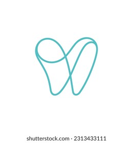 Minimalist tooth logo in one line style