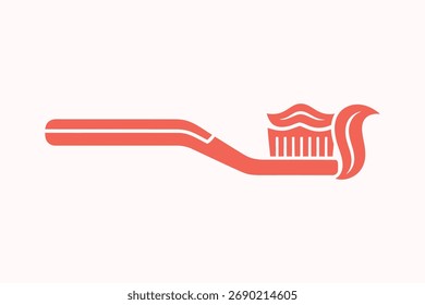 Cepillo de dientes minimalista con icono de Vector de remolino de pasta de dientes