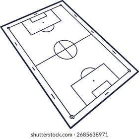 Minimalist top down view of a soccer field with clearly marked lines goals and center circle for sports concepts vector