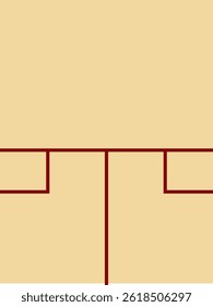 Minimalist top-down illustration of a squash court layout featuring red boundary lines on a beige background. Ideal for educational material, sports strategy diagrams, or graphic design