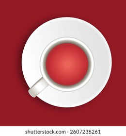 Minimalist Top-View Red black Tea Cup