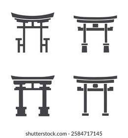 Minimalist Torii Gate Icons silhouette. for Japanese Culture and Design
