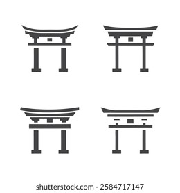 Minimalist Torii Gate Icons silhouette. for Japanese Culture and Design
