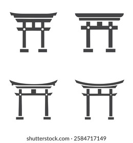 Minimalist Torii Gate Icons silhouette. for Japanese Culture and Design
