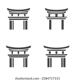 Minimalist Torii Gate Icons silhouette. for Japanese Culture and Design
