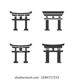 Minimalist Torii Gate Icons silhouette. for Japanese Culture and Design
